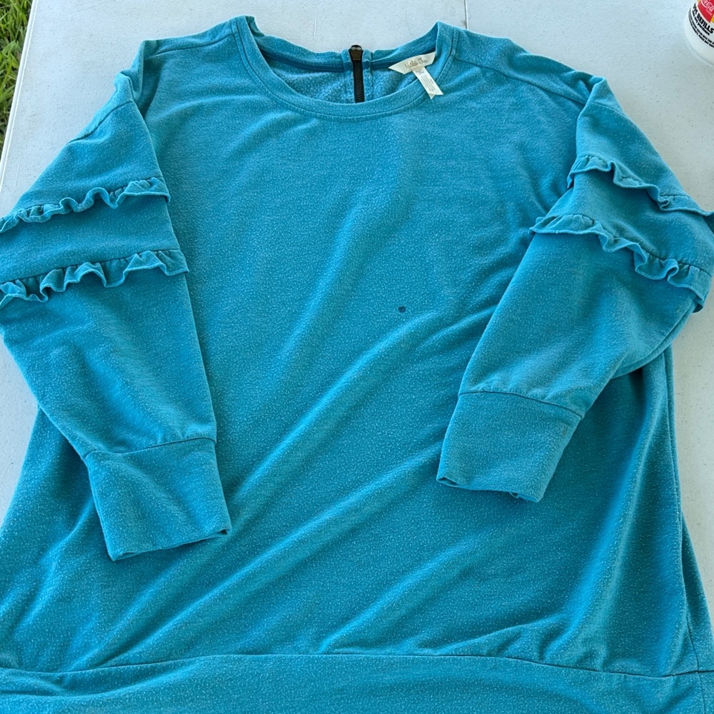 Matilda Jane Teal Ruffle Sleeve Blouse
